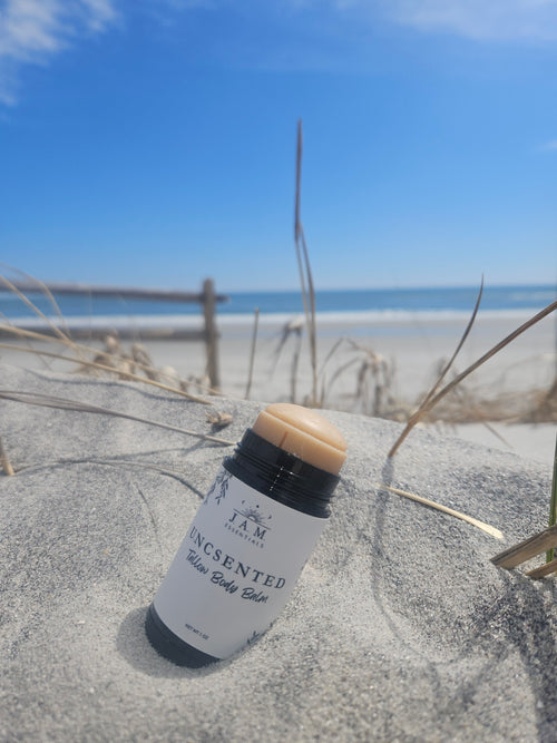 Advanced black seed oil and purple dead nettle tallow balm with marula oil and beeswax for severe skin repair.