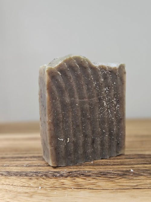  rosemary tallow soap bar with jojoba beads and botanical rosemary extract.